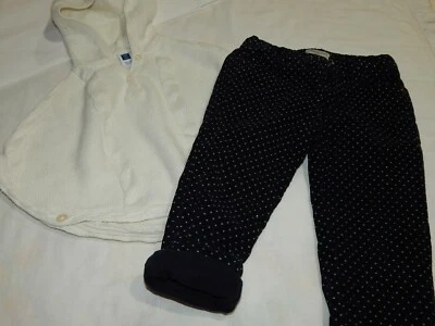 Janie and Jack Mayoral Girls 12-18 Ivory Cable Knit Poncho Lined Corduroy Outfit - Image 1 of 4