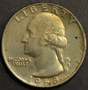 1968-P WASHINGTON QUARTER - EAGLE BACK - MS BU - TONED - 9 - Picture 1 of 2