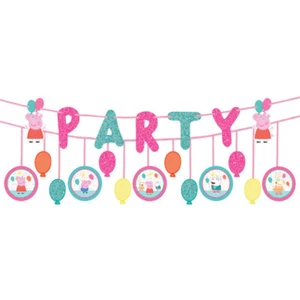 KIT DE DOBLE BANDERA PEPPA PIG ""Fiesta de confeti"" (2 piezas) ~ Decoraciones de fiesta de cumpleaños - Imagen 1 de 1