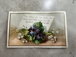 1880's Violets The Choicest Gifts Flat Embossed Card - Picture 1 of 3