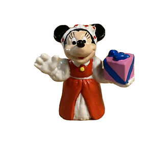 Vtg Minnie Mouse in Gown Holding Present PVC Figure Disney Cake Topper