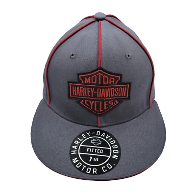 Harley Davidson Motorcycles Men Size 7 1/4 Medium Burgundy Grey Biker Fitted Hat Foto 1 de 4