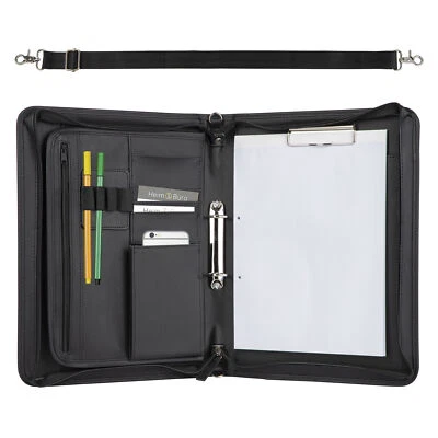 ONVAYA® Konferenzmappe A4 mit Tragegurt | schwarz | Aktenmappe | Businessmappe - Bild 1 von 4