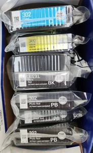 7pk Genuine Epson 302XL High Yield Black & 302 Photo+Color Ink - Picture 1 of 1