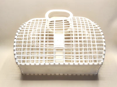 Bolsa vintage años 60 cesta plástico blanco playa Rockabilly pin-up kitsch Foto 1 de 4