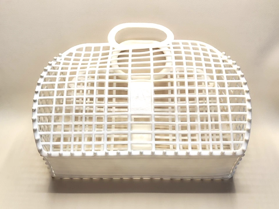 Bolsa vintage años 60 cesta plástico blanco playa Rockabilly pin-up kitsch Foto 1 de 4