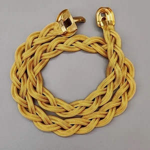 Mesh Necklace Vtg Braided Gold Tone Chain Clip Clasp Chunky 27" - Picture 1 of 22