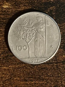 1977 Italy 100 Lire Stainless Steel Actual Coin TK8562* - Picture 1 of 3