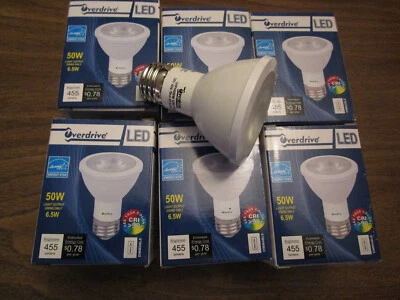 6 PK Overdrive 637 6.5W PAR20 LED 3000K Dimmable 40 degree Beam Angle E26 120V  - Image 1 of 4