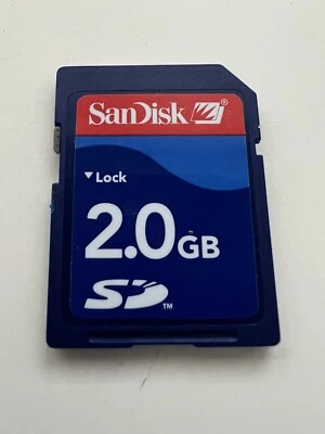 Genuine SanDisk 2.0GB SD Memory Card - IXUS 65,60,LUMIX FZ10,FZ20,FZ30,Nikon D5 - Image 1 of 2