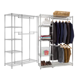 2 X Chrome 5 Tier Garment Rack/Wardrobe1818mm H x 1203mm W x 457mm D - Picture 1 of 2