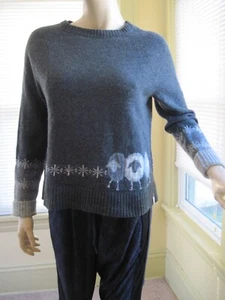 Woolrich lambs wool cottagecore sheep winter theme knit sweater Gray Sz M EUC - Picture 1 of 4