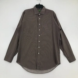 Sid Mashburn Hemd Herren Large Braun Weiß Punkte Knopfleiste Langarm Freizeit Männer - Bild 1 von 22