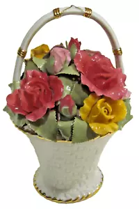 9" VTG Royal Albert Old Country Roses Flower Basket Music Box, Für Elise~3 lbs - Picture 1 of 12
