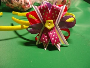 Women/Girls Style Designer Bow HeadBands/ Yellow,Pink,Purple,Multi Color - Small - Picture 1 of 5