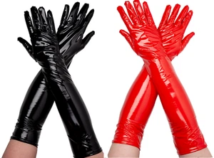 Damas Guantes Largos PVC Halloween Vampiro Amante Vestido Elegante Accesorio - Imagen 1 de 3