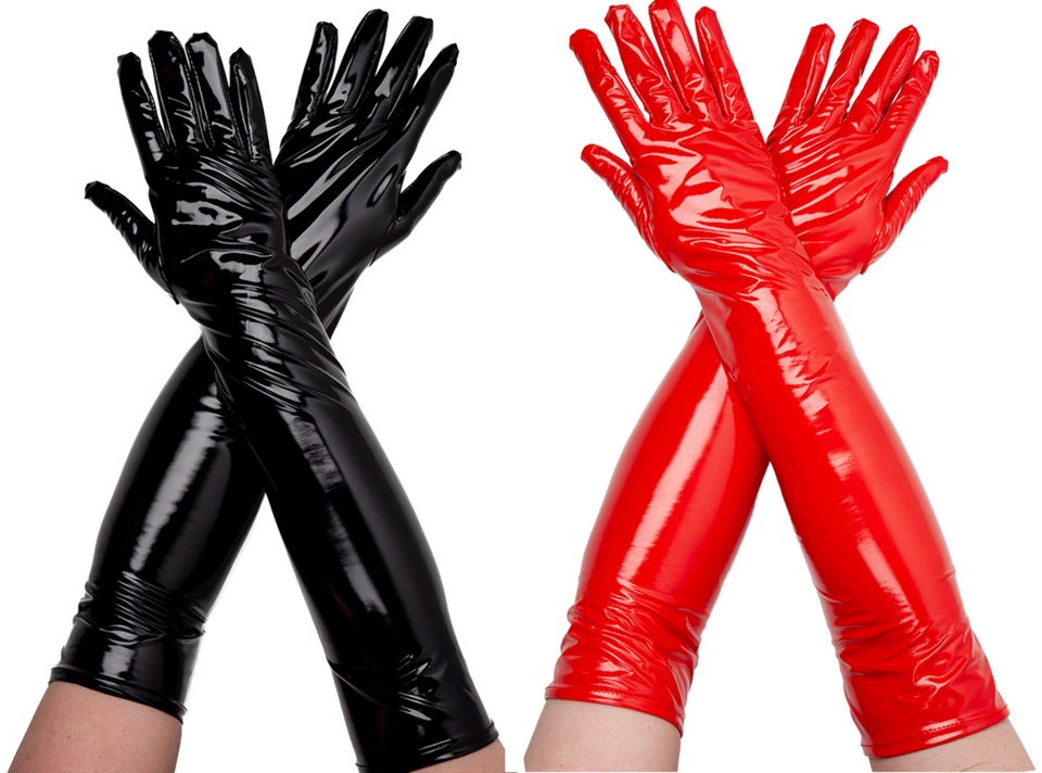 Damen Lang PVC Handschuhe Halloween Vampir Geliebte Kostüm Zubehör - Bild 1 von 1
