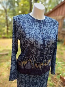 Donna Toran 2-teiliges Maxikleid blau Crinkle Knopf Oberteil elastische Taille Rock L/XL - Bild 1 von 11