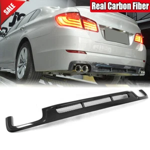 For BMW 5 Series F10 528i Base Sedan 2011UP Real Carbon Rear Bumper Lip Diffuser - Picture 1 of 12