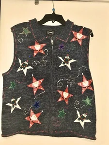 Vintage Designers Originals Studio Christmas/Ugly Sweater Vest Blue Size Large. - Picture 1 of 3