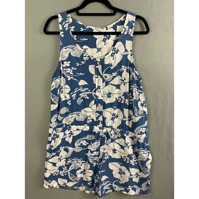 Floral Romper Women's Large Sleeveless Button Up - Image 1 of 4