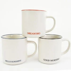 Boston Warehouse 18-oz Stoneware Mugs with Colored Rims, Set of 3 - Picture 1 of 4