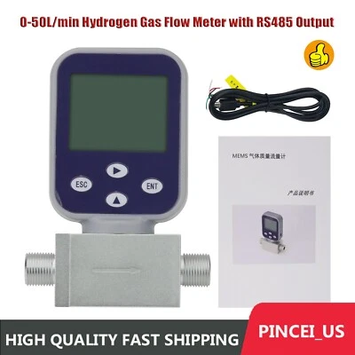 0-50L/min Hydrogen Gas Flow Meter Miniature Thermal Gas Flow Meter w/ RS485 Out - Image 1 of 4