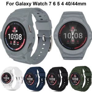 Silicone Watch Band Strap+Armor PC Case For Samsung Galaxy Watch 4 5 6 7 40/44mm - Picture 1 of 16