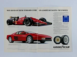 Ferrari Testarossa 1988 Goodyear Fórmula Uno anuncio impreso original de 2 páginas - Imagen 1 de 9