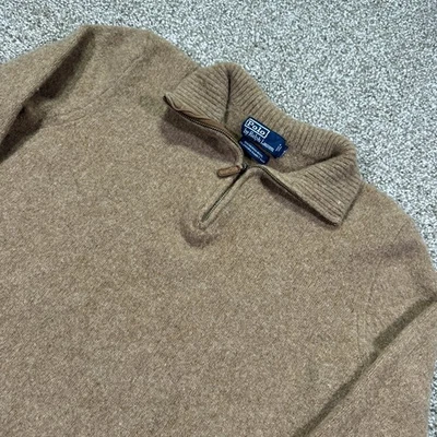 Polo Ralph Lauren Mens 1/4 Zip Mock Neck Sweater Merino Wool Rabbit Hair Medium - Image 1 of 4