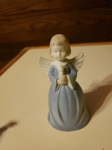 Angel Holding A Candle Wearing A Blue Dress Bell - Picture 1 of 6