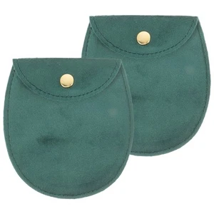 Estuche de reloj de bolsillo de felpa de doble cara 2 piezas verde para protección de joyas - Imagen 1 de 12