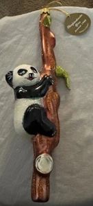 Vintage Oberfrankischer Glas Panda Glas Weihnachtsschmuck Made in Poland 6 Zoll - Bild 1 von 9