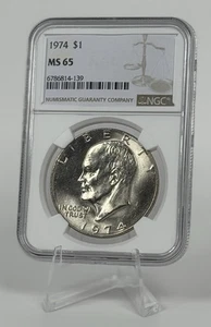 1974 Ike Dollar MS65 NGC Eisenhower Dollar Doubling DD Errors Brilliant Unc - Picture 1 of 17