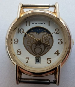 Vintage Milan Quarzuhr: Mondphase & goldfarben 100ft wasserdicht - Bild 1 von 2
