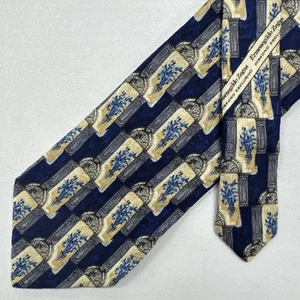 Vintage Ermenegildo Zegna Men's Blue Floral Pattern 100% Silk Neck Tie - Picture 1 of 9