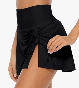 CHARMLEAKS Black Swim Bottoms Skirt With Briefs Swimming Bikini size 16 # 9 - Picture 1 of 6