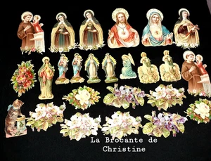 N°795/7  Lot de 25 Chromos Découpis Religieux et Floraux Divers états Anges - Imagen 1 de 6