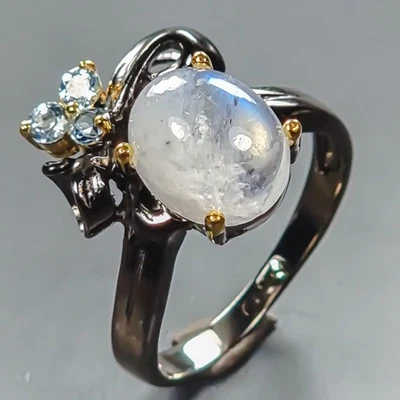 Handmade Natural Moonstone Ring 925 Sterling Silver Size 7 /R441557 - Image 1 of 4