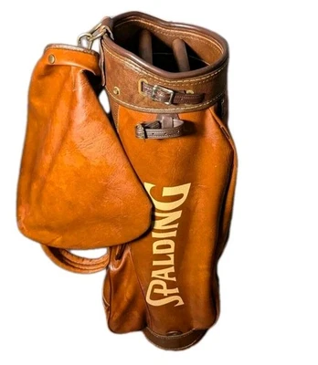 Carro de golf Spalding vintage de cuero sintético marrón - Excelente estado Foto 1 de 4