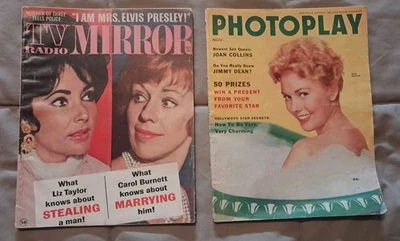 Lot of 2 Vintage MOVIE Magazines ~ TV Radio Mirror & Photoplay, 50's-60's, GOOD — 第 1/4 张图片