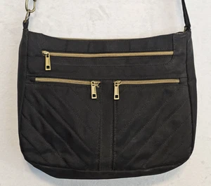 Travelon Black Classic Crossbody Messenger Bag Purse Gold Hardware 12 x 10 x 4 - Picture 1 of 14