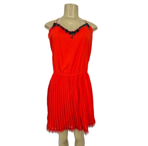 UNDERCOVER Victoria’s Secret Mini Abito Donna Piccolo Scollo Perline Placcato Vestibilità Svasato Festa C7