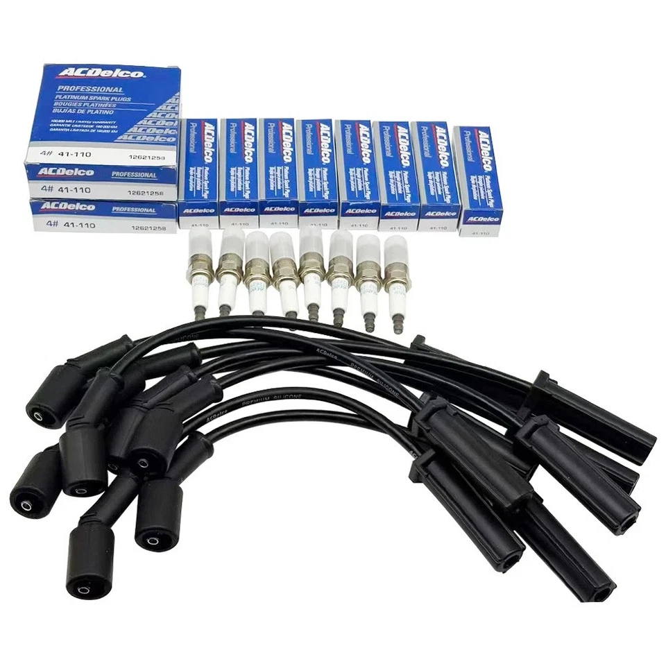 8x 9748UU Wire & 41-110 Spark Plug 12621258 For Chevy GMC 4.8L 5.3L 6.0L US — 第 1/4 张图片