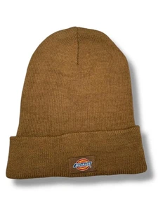 Dickies Beanie Hat Brown Knit Cuffed Workwear Logo Patch Winter Warm Unisex - Picture 1 of 4