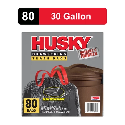 Share Large Trash Bags, 30 Gallon, 80 Black Bags, Unscented - Image 1 of 4