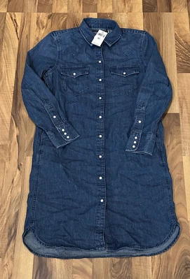 Lauren Ralph Lauren Women’s 8 Blue Denim Pearl Snap Western Cowgirl Dress 185$ - Image 1 of 4