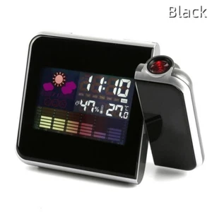 1PC Black Projection Alarm Clock Weather Station Thermometer Temperature Monitor - Picture 1 of 10