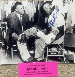 Negro leagues Monte Irvin New York Giants Autographed 8x10 w Willie Mays COA - Picture 1 of 2