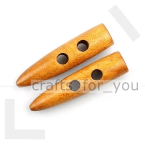 10Pcs Wood Horn Button Toggles 30mm 40mm 50mm 60mm For Clothing Sewing Craft DIY - Picture 1 of 24